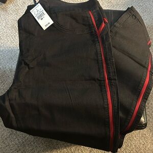 Stretch black and red pants